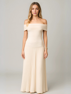 The Hills Nashville Bella Pleated Maxi Dress Off-Shoulder Wedding Guest