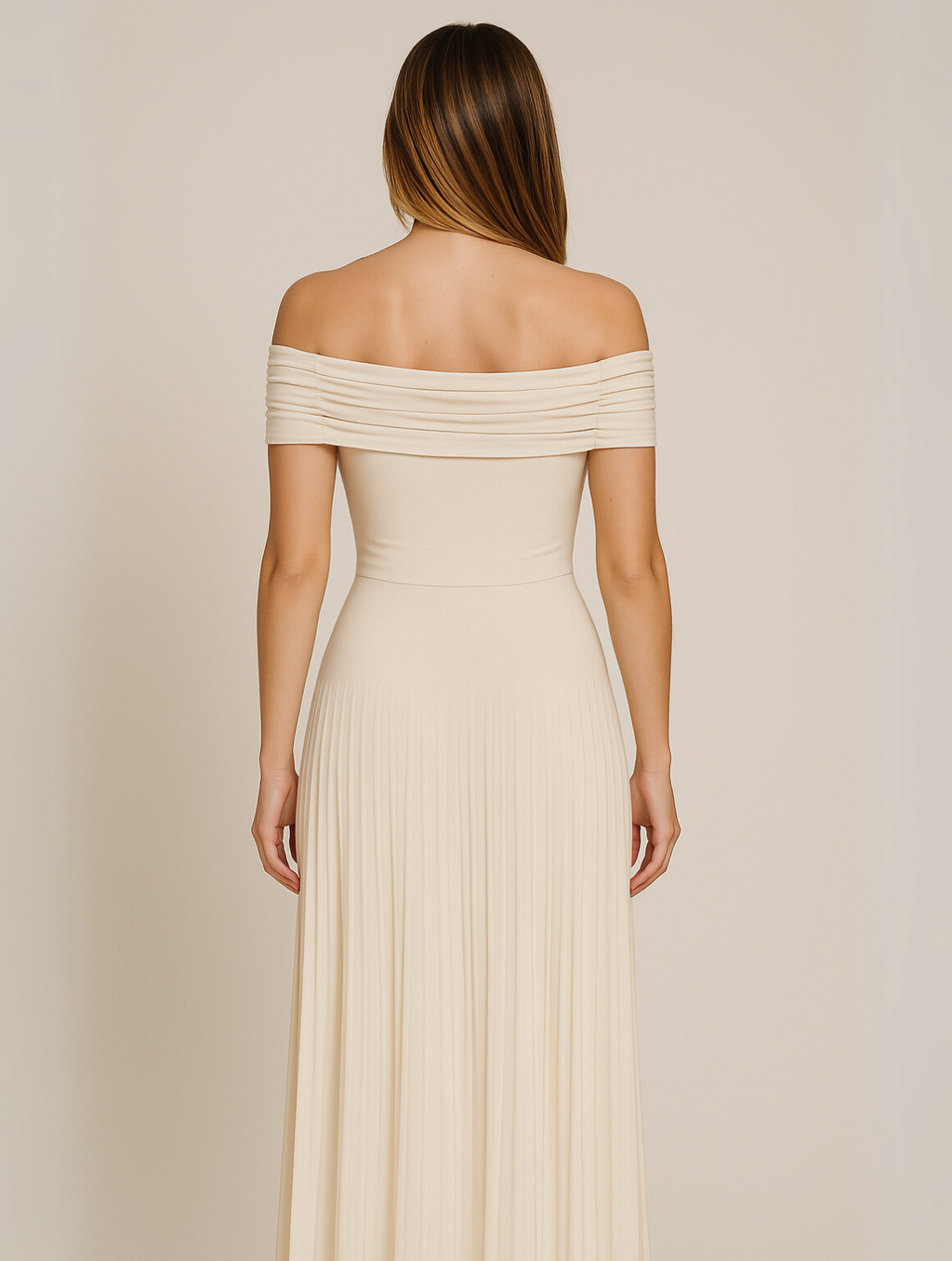 The Hills Nashville Bella Pleated Maxi Dress Off-Shoulder Wedding Guest