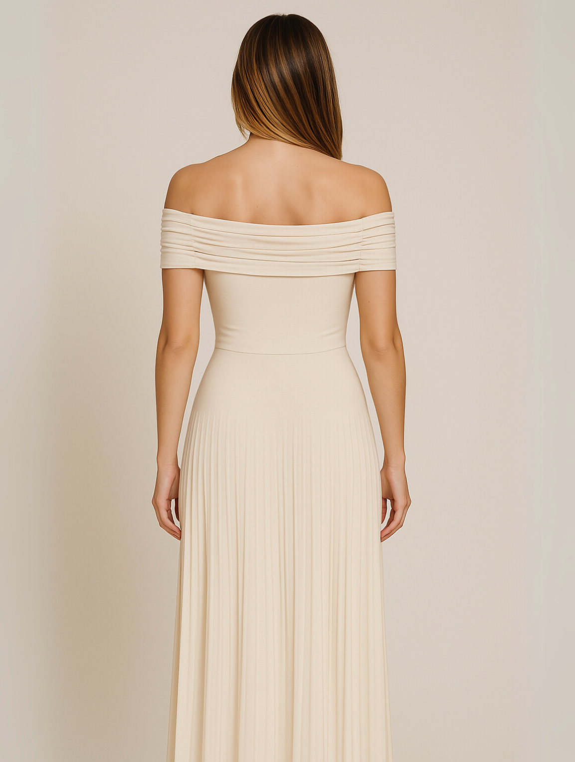 The Hills Nashville Bella Pleated Maxi Dress Off-Shoulder Wedding Guest