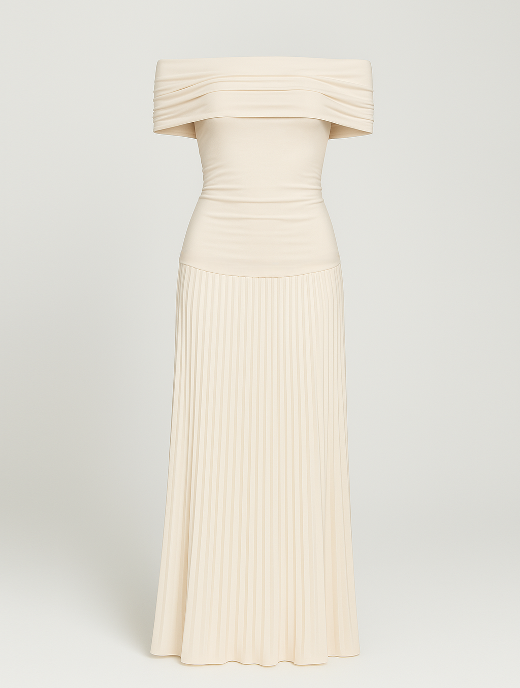 The Hills Nashville Bella Pleated Maxi Dress Off-Shoulder Wedding Guest