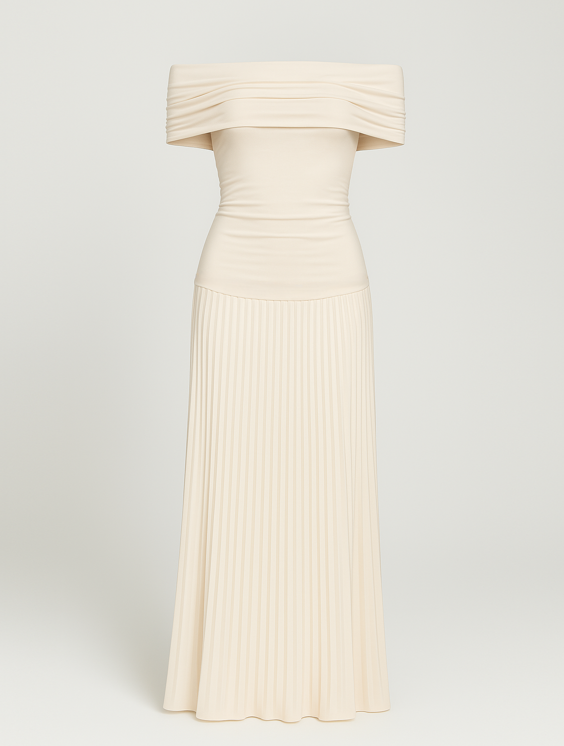The Hills Nashville Bella Pleated Maxi Dress Off-Shoulder Wedding Guest