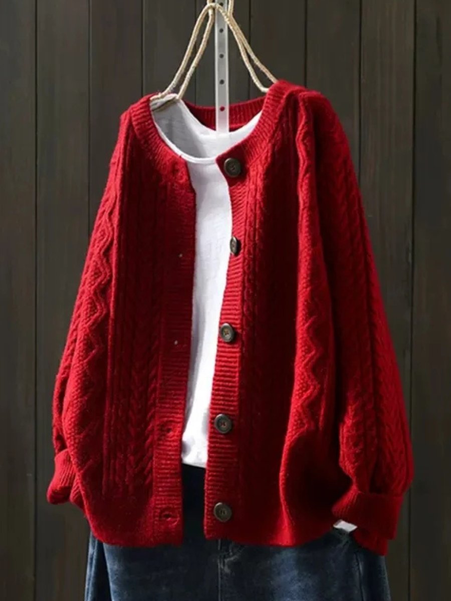 Riverstone Wear Sophia Women's Oversized Cable-Knit Cardigan Button-Down Sweater