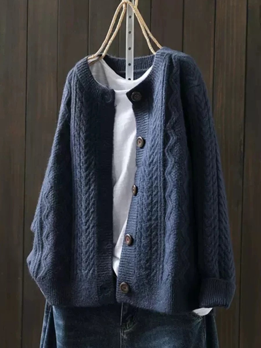 Riverstone Wear Sophia Women's Oversized Cable-Knit Cardigan Button-Down Sweater