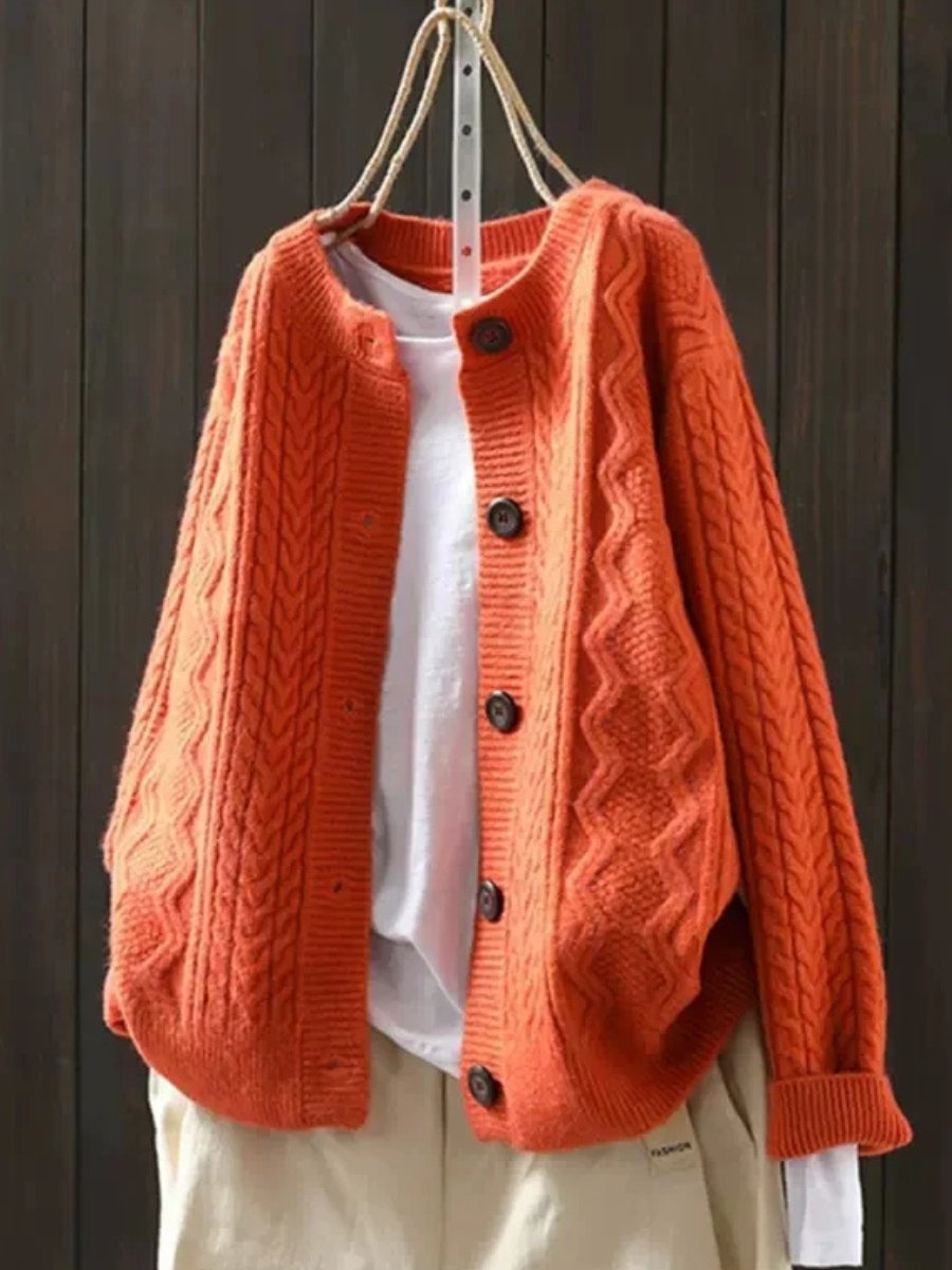 Riverstone Wear Sophia Women's Oversized Cable-Knit Cardigan Button-Down Sweater