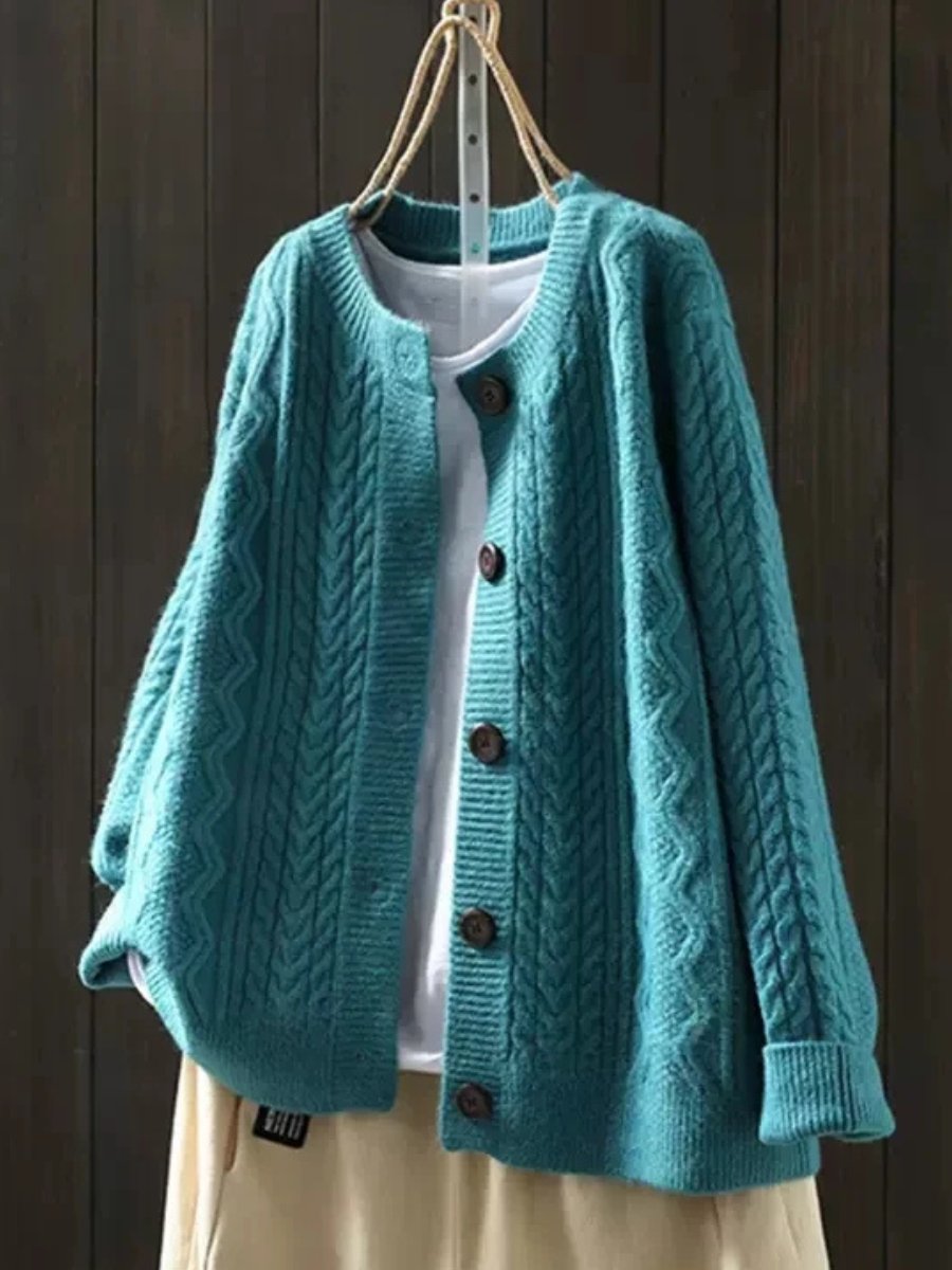 Riverstone Wear Sophia Women's Oversized Cable-Knit Cardigan Button-Down Sweater