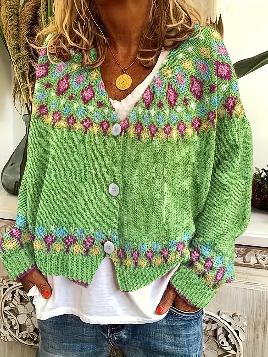 Harper & Wells Esme Nordic Patterned Cardigan Women's