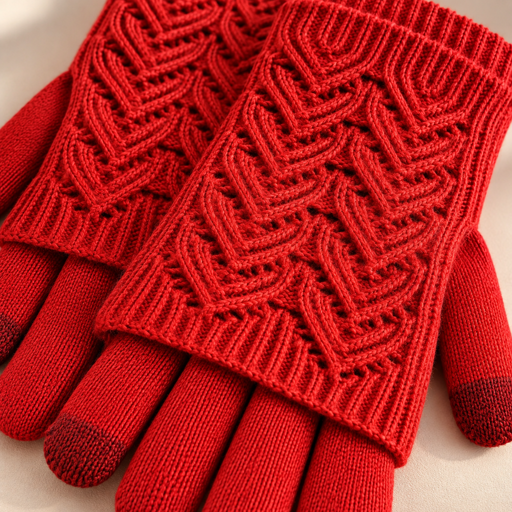 Cleo Layered Knit Gloves Unisex