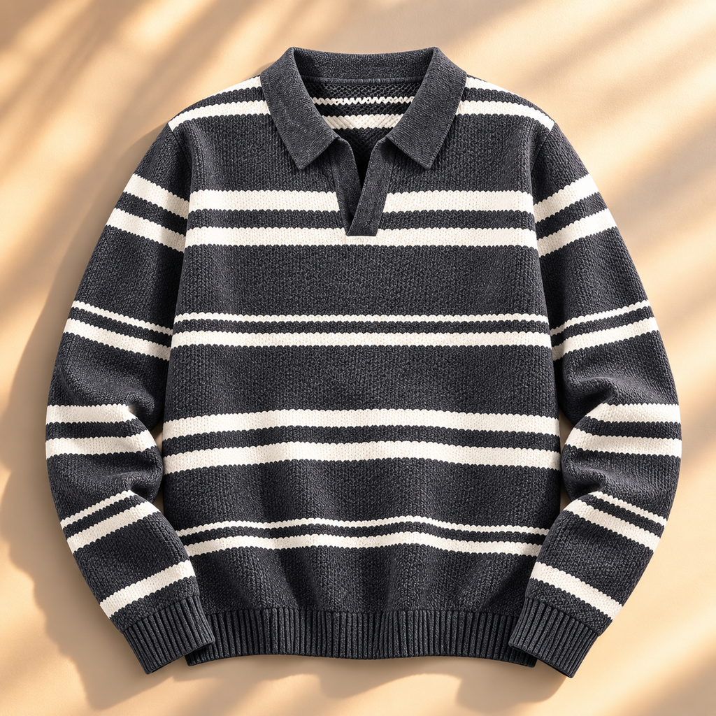 Jacob Striped Knit Polo Unisex