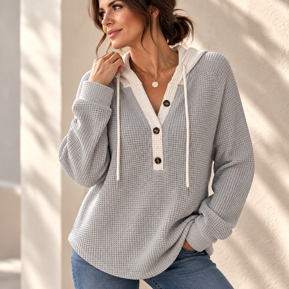 Jesse Bell Waffle Henley Unisex
