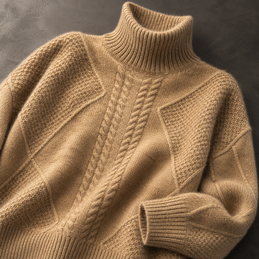 Anabelle Mock Neck Cable Knit Sweater Unisex