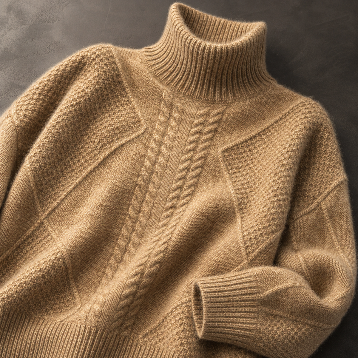 Anabelle Mock Neck Cable Knit Sweater Unisex