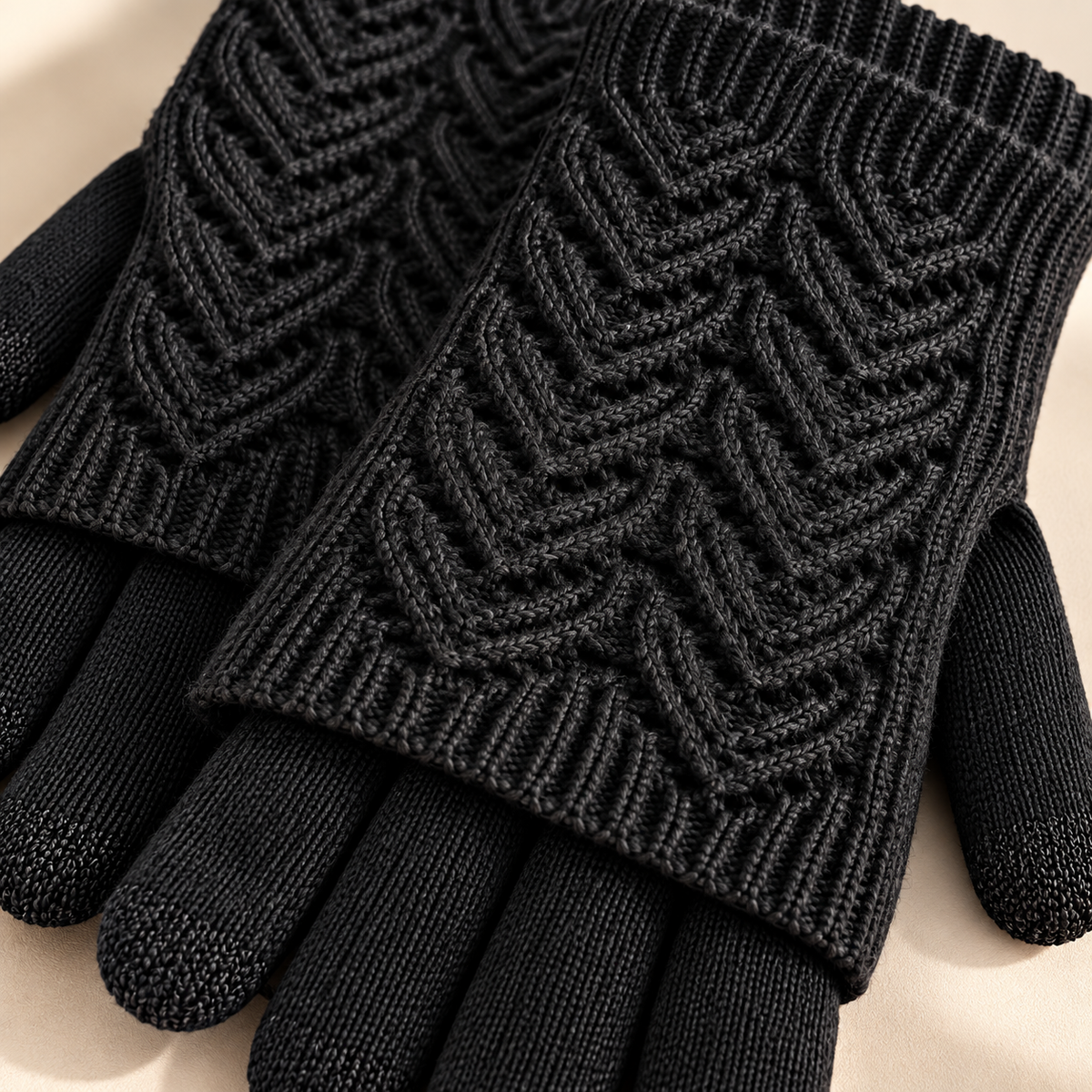 Cleo Layered Knit Gloves Unisex