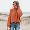 Boho Beach Hut Turtleneck Knit Loose Pullover Fashion Sweater