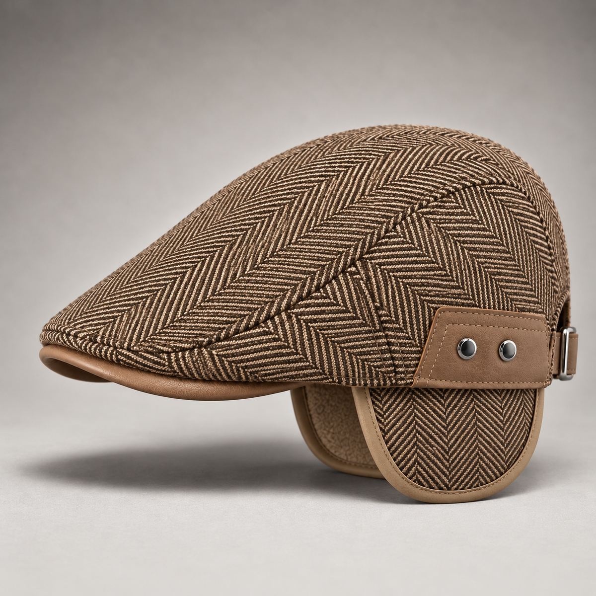 Thornton Herringbone Driving Cap Men's
