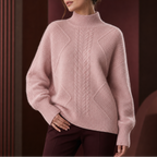 Anabelle Mock Neck Cable Knit Sweater Unisex
