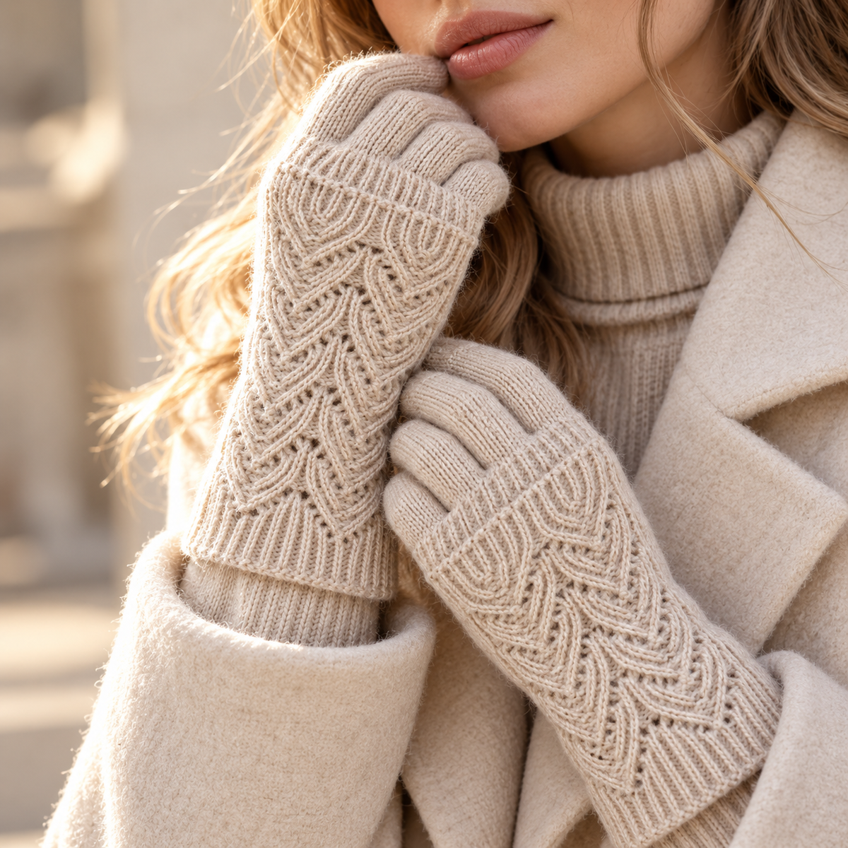 Cleo Layered Knit Gloves Unisex