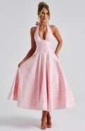 Kimberly Women's Halter Midi Wedding Guest Dress
