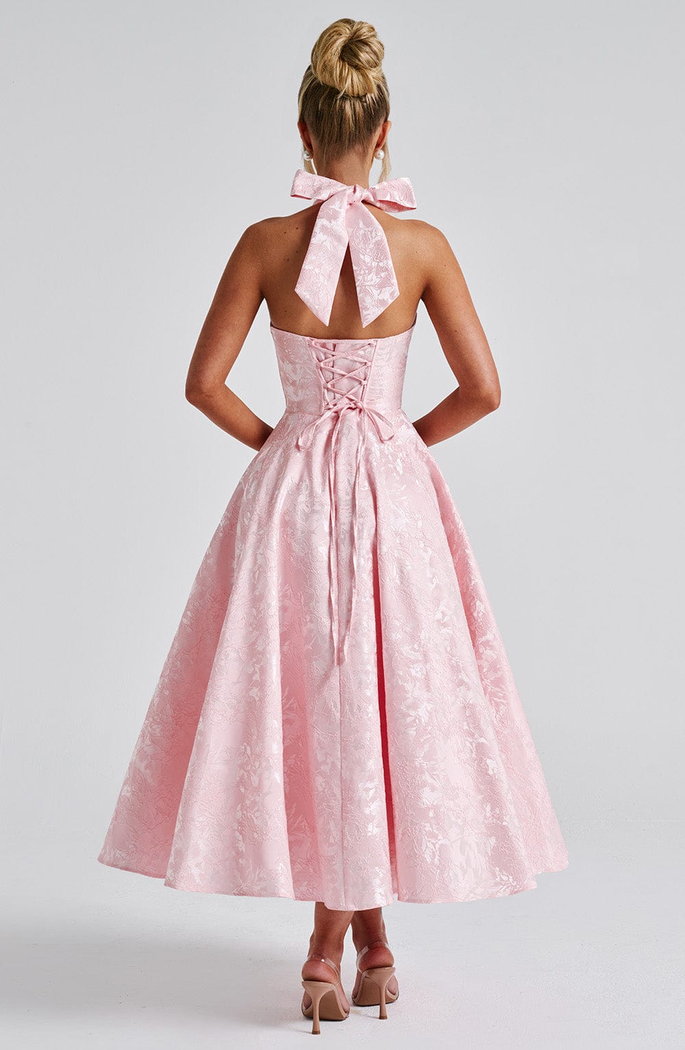 Kimberly Women's Halter Midi Wedding Guest Dress