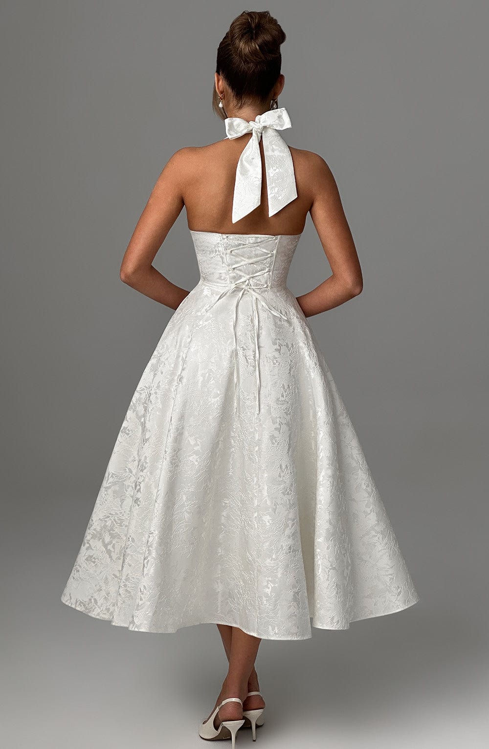 Kimberly Women's Halter Midi Wedding Guest Dress