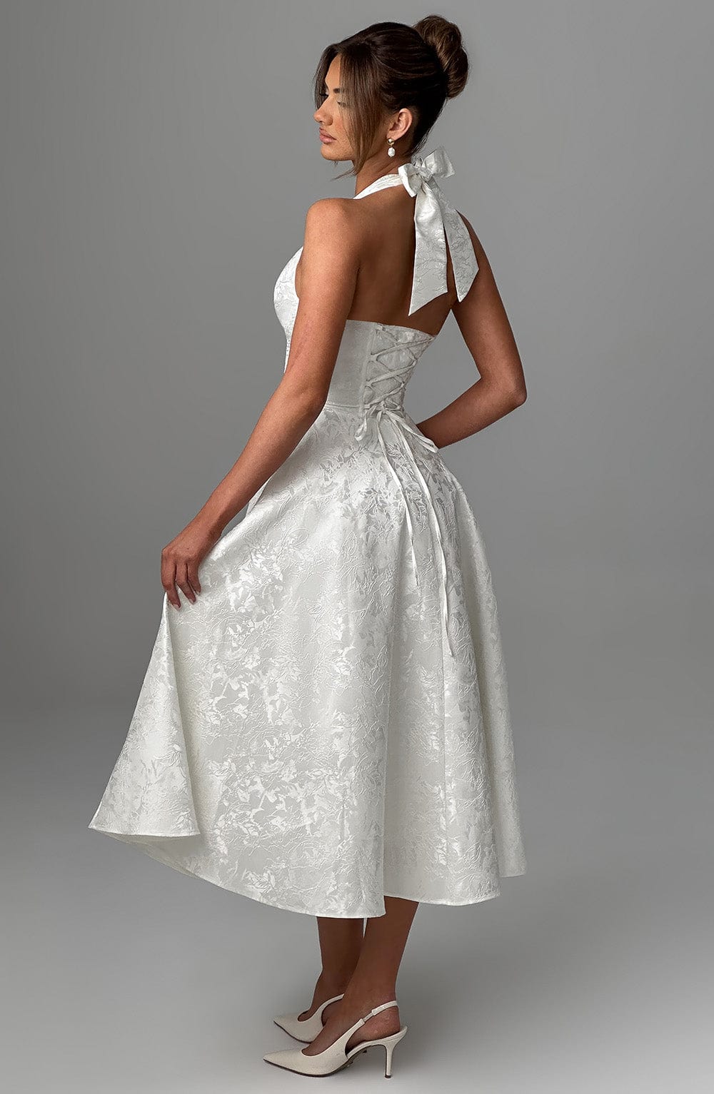 Kimberly Women's Halter Midi Wedding Guest Dress