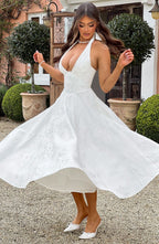 Kimberly Women's Halter Midi Wedding Guest Dress