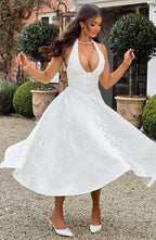 Kimberly Women's Halter Midi Wedding Guest Dress