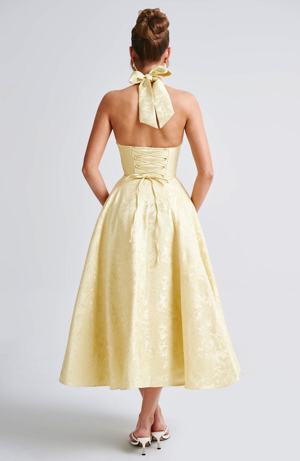 Kimberly Women's Halter Midi Wedding Guest Dress