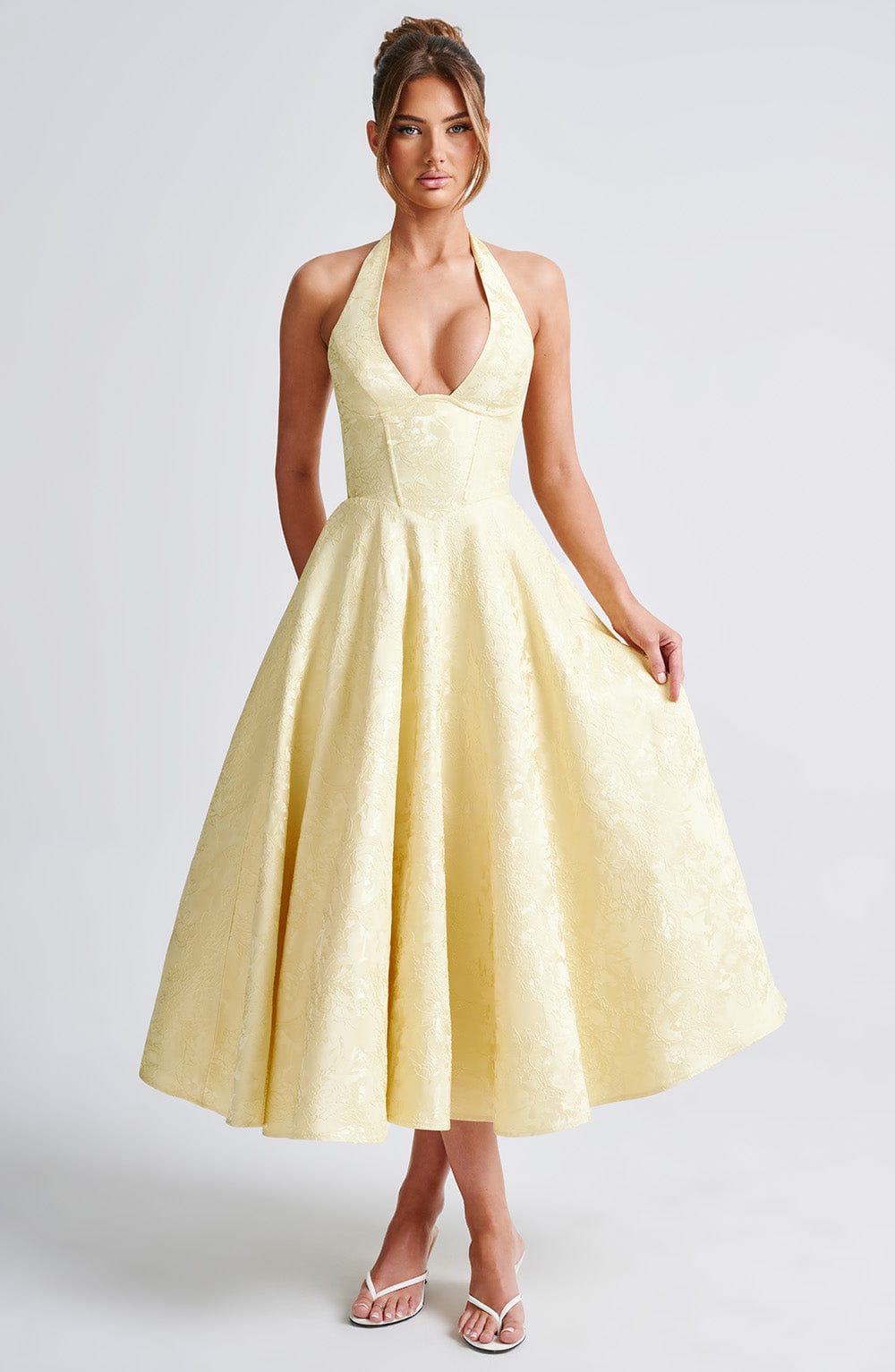 Kimberly Women's Halter Midi Wedding Guest Dress