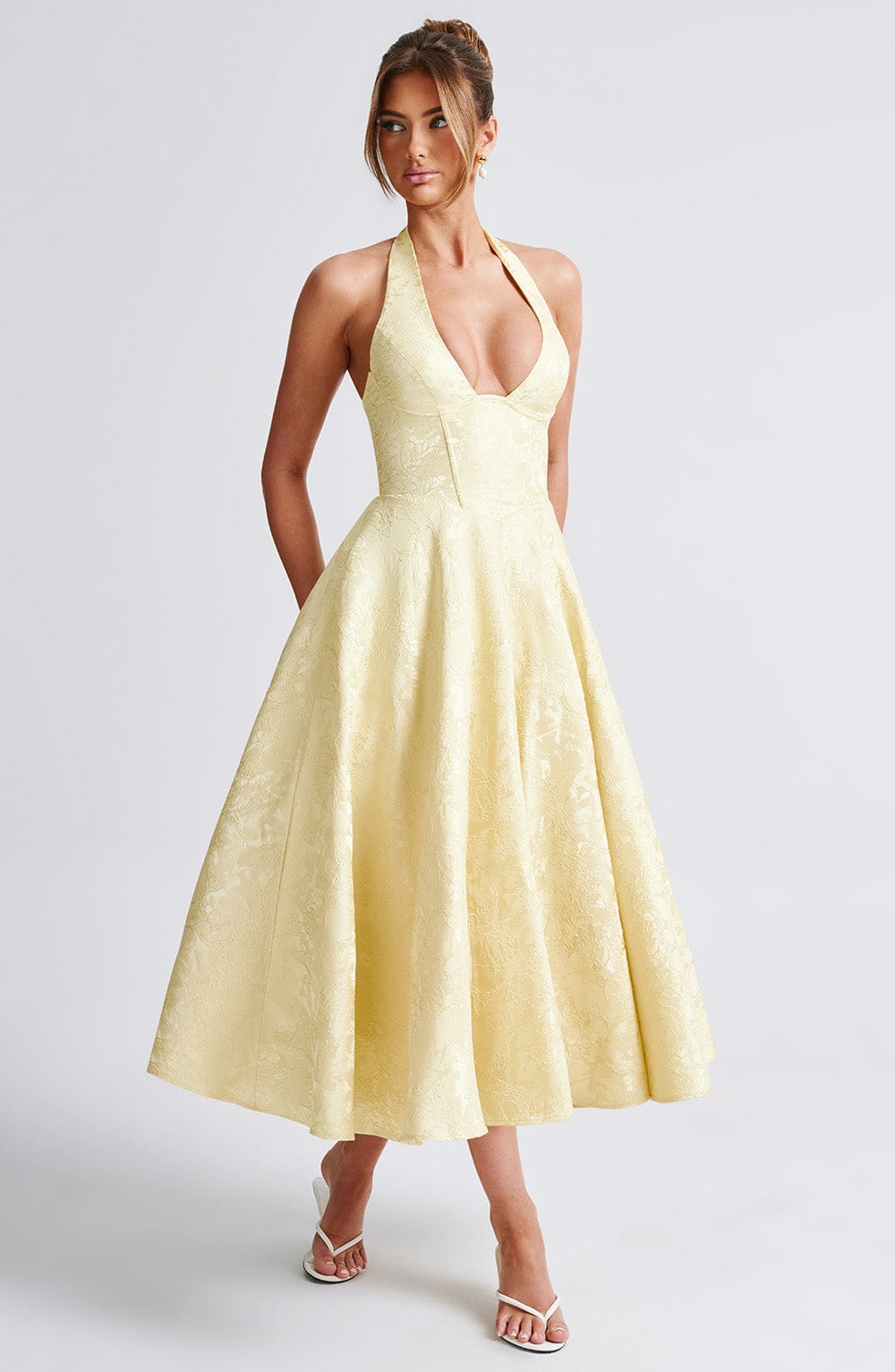 Kimberly Women's Halter Midi Wedding Guest Dress