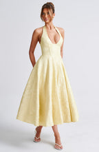 Kimberly Women's Halter Midi Wedding Guest Dress