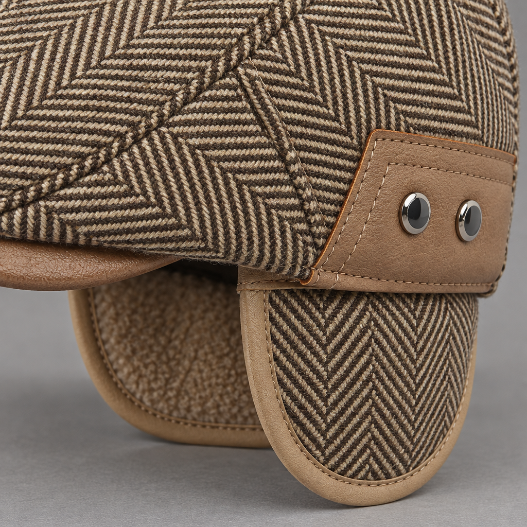 Thornton Herringbone Driving Cap Men's
