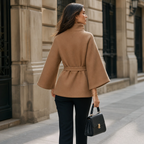 Velora Asymmetrical Belted High-Neck Jacket Women's