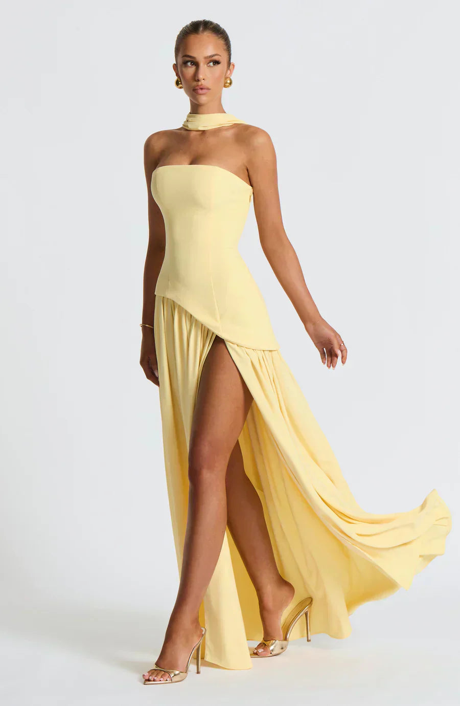 Babyboo Fashion Emily Asymmetric Strapless Maxi Dress