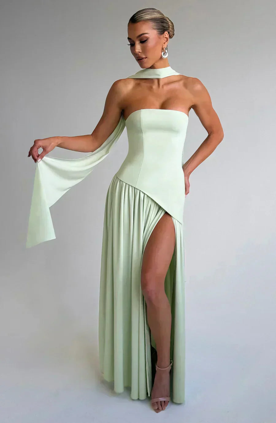Babyboo Fashion Emily Asymmetric Strapless Maxi Dress