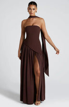 Babyboo Fashion Emily Asymmetric Strapless Maxi Dress