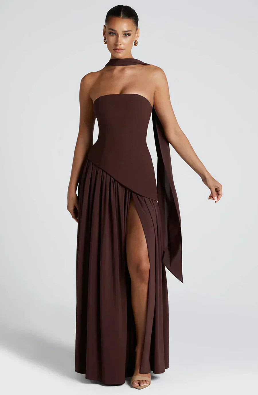 Babyboo Fashion Emily Asymmetric Strapless Maxi Dress