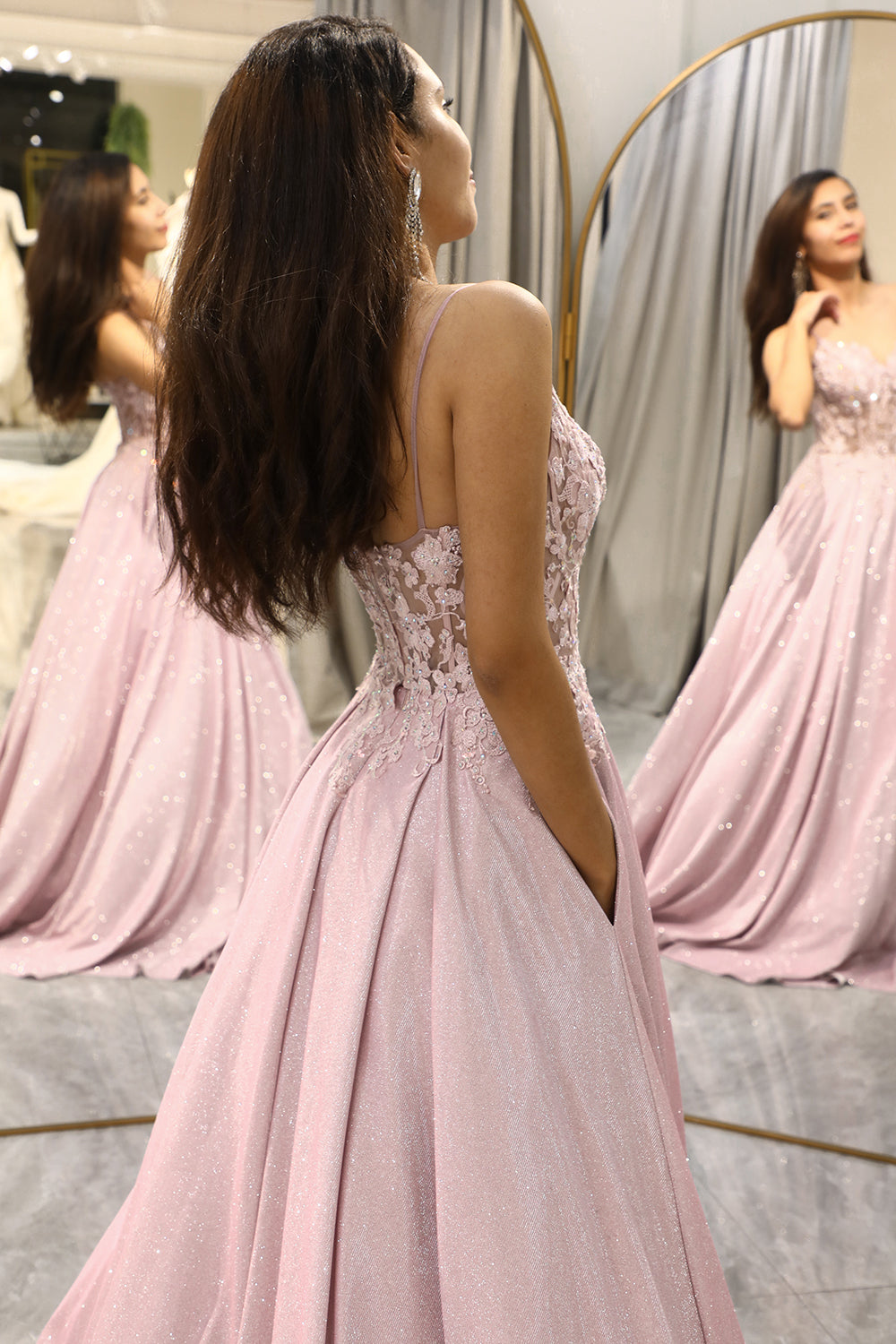 The Hills Nashville Jessica Embellished Maxi Dress Light Pink
