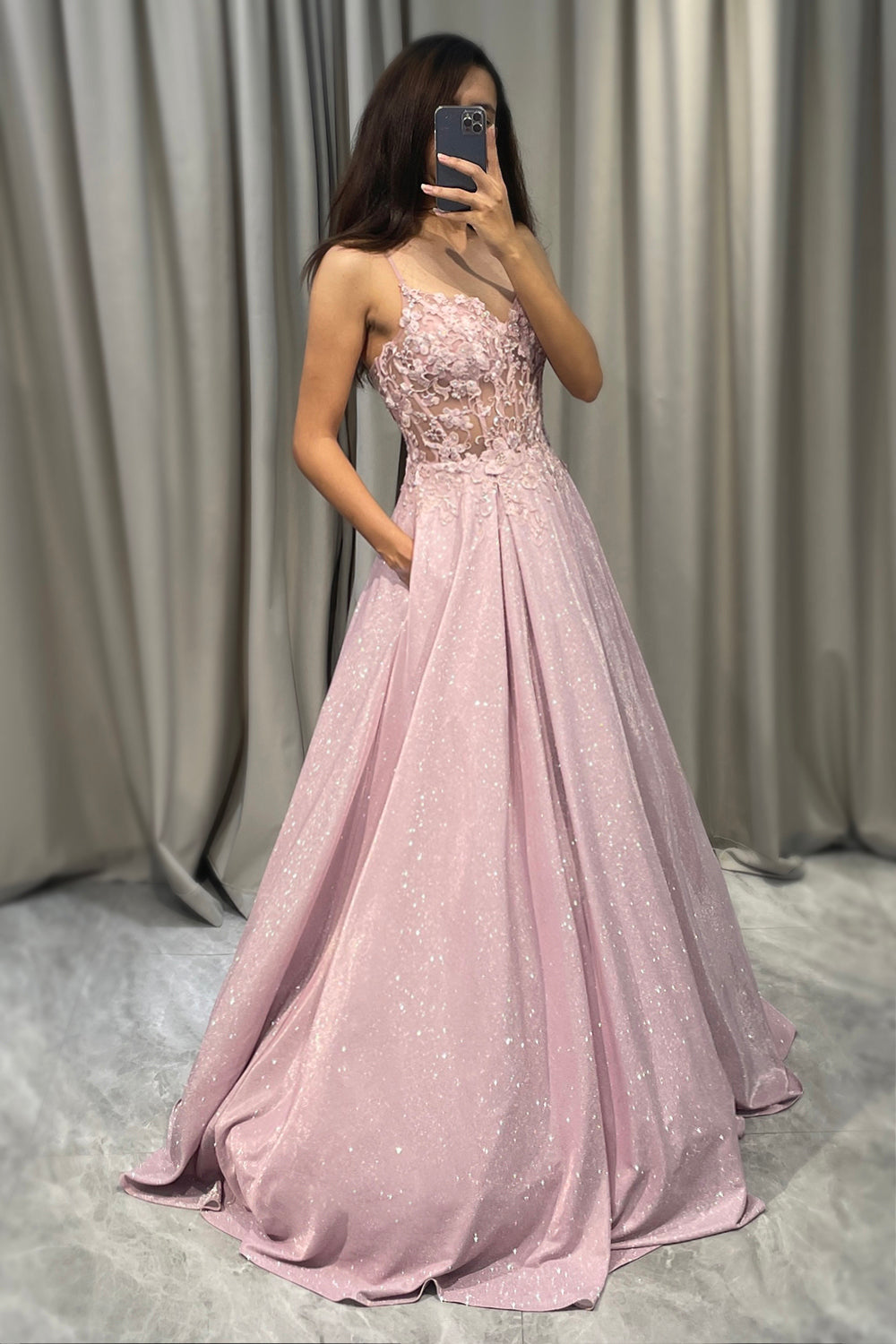 The Hills Nashville Jessica Embellished Maxi Dress Light Pink