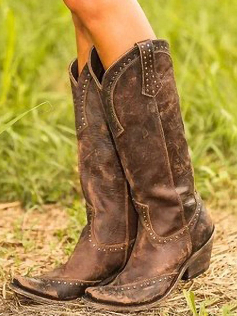 Amaris Studded Knee-High Cowboy Boots Women's