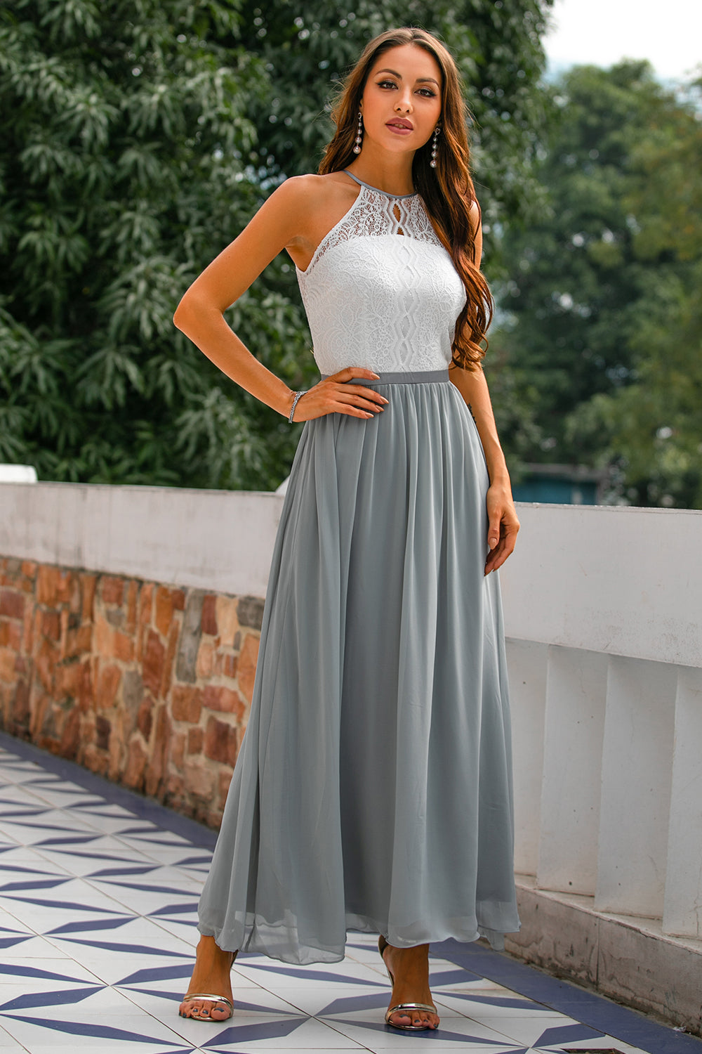 The Hills Nashville Madison Women's Wedding Guest Halter Maxi Dress