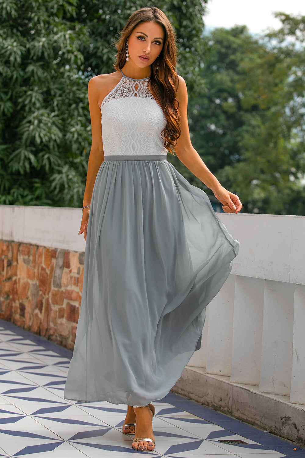 The Hills Nashville Madison Women's Wedding Guest Halter Maxi Dress