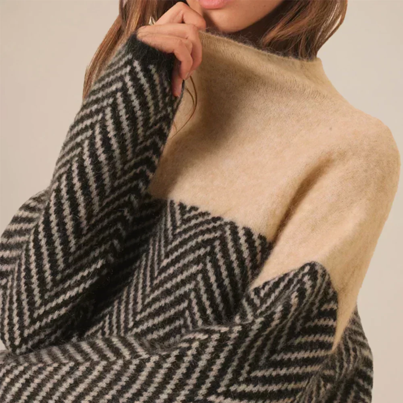 Haven Beck Aderline Herringbone Knit Sweater Women's Relaxed Fit