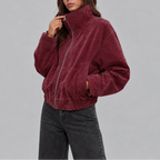 Oversized Cropped Zip Up Bomber Jacket Women's