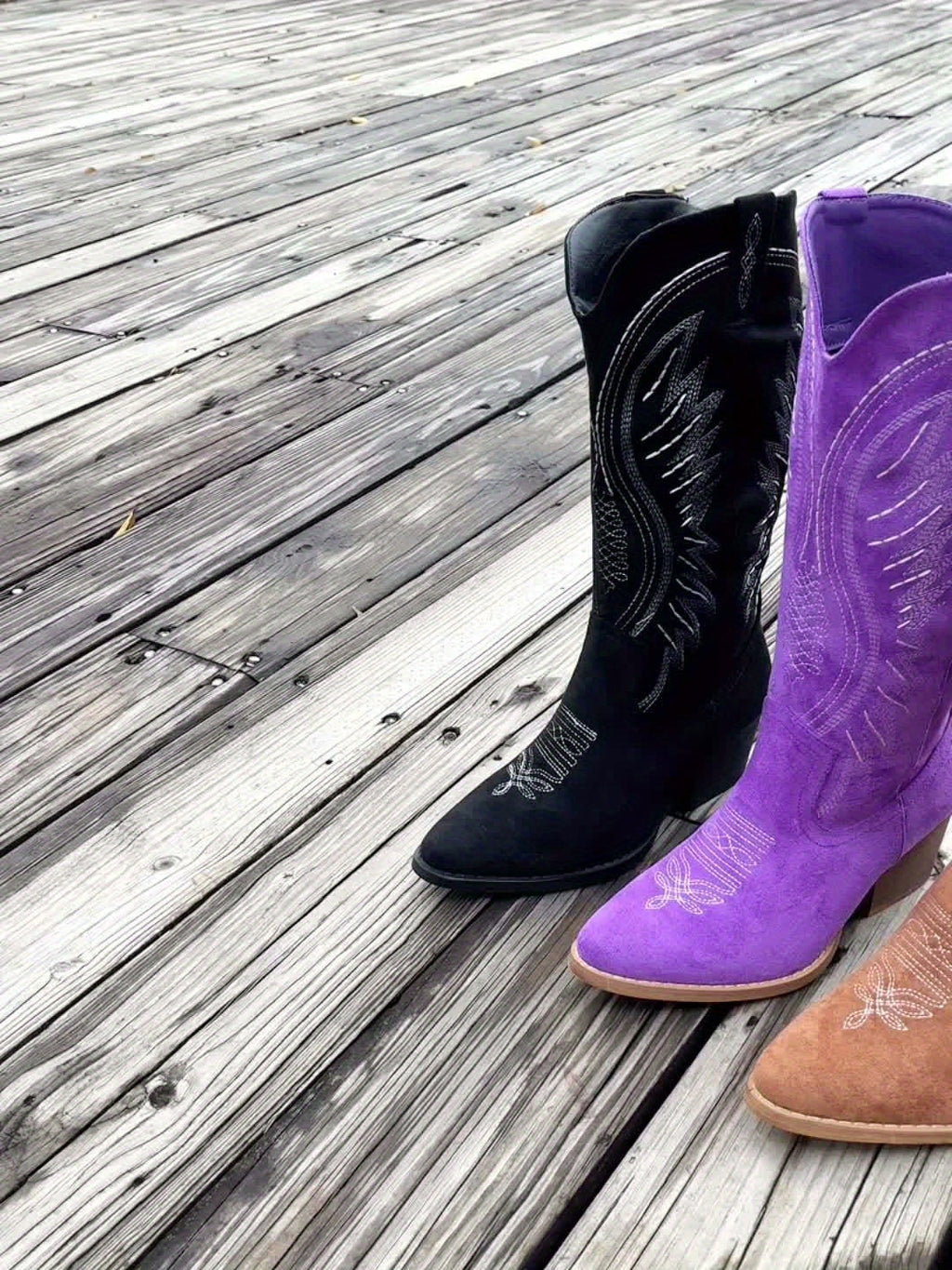 Women's Suede Cowboy Boot Block Heel