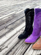 Women's Suede Cowboy Boot Block Heel